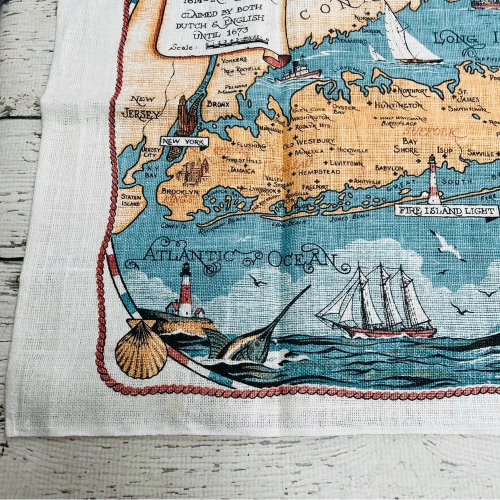 Vintage Richard Batchelder Long Island Linen Tea Towel - Picture 3 of 7